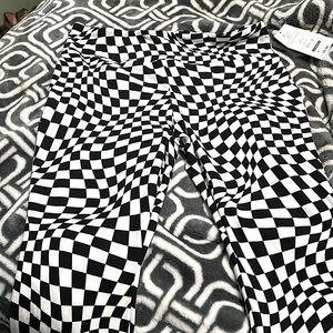 Black and white raceway pants